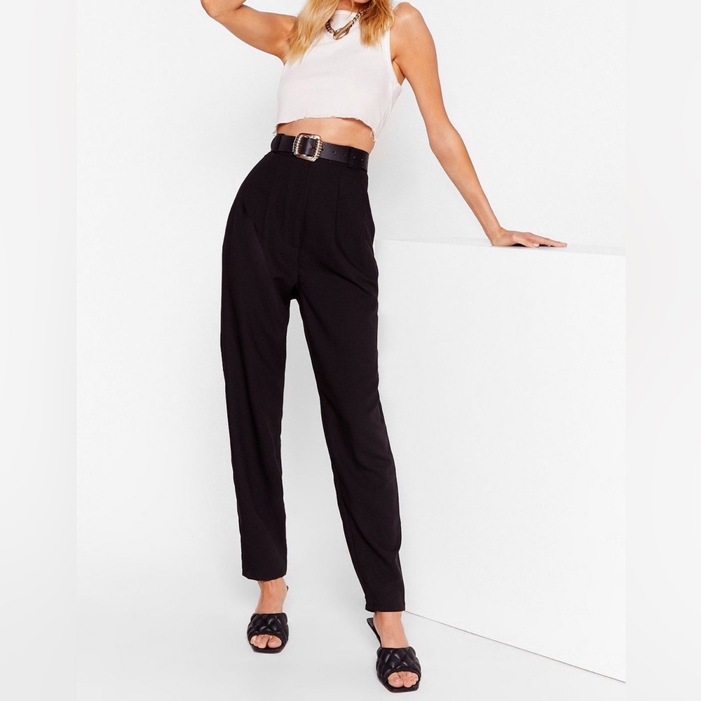 Nasty Gal Pleat Don't Go High-Waisted Tapered Pants
